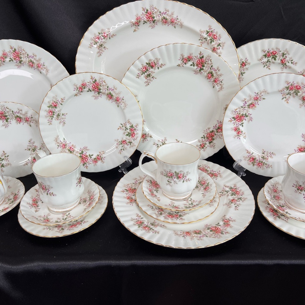 Royal Albert White and Pink Floral Dinnerware Set